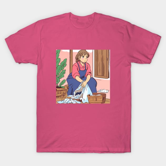 village girl washing laundry T-Shirt by Canimsubensila 